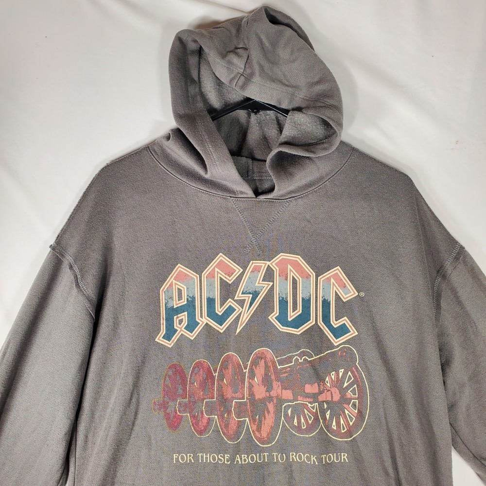 ACDC For Those About to Rock 1981 Tour Graphic Hoodie Gray Medium